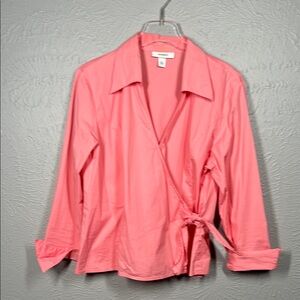 Dressbarn Pink Tie Wrap Blouse Women's Size XL